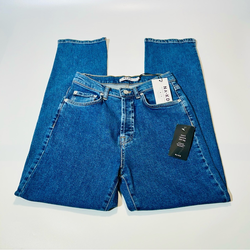 NAKD jeans Straight High Waist jeans button fly stretchy New women size 25 - Picture 4 of 13
